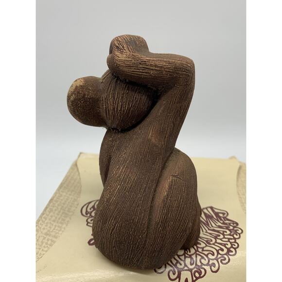 Retired Artesania Rinconada Monkey Chimp Thinking Figurine Clay Signed Box - Picture 4 of 7